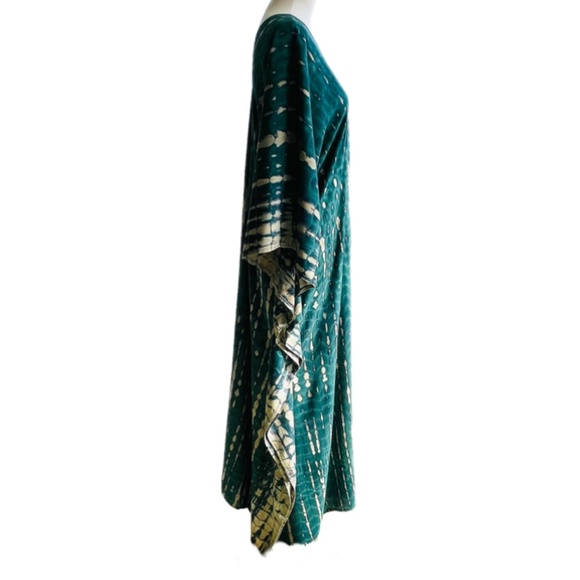 0140/ Green Long Kaftan, Tie dyed, Kaftan , Simple Dress - Picture 9 of 12